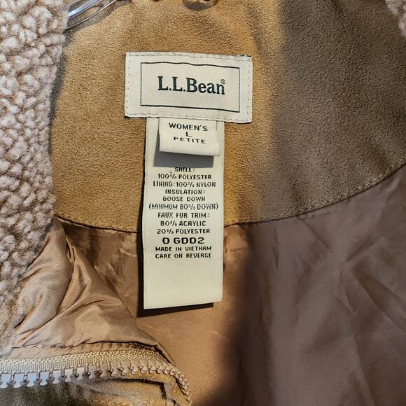 L.L. Bean Tan Goose Down Quilt Puffer Vest Size L Petite - Picture 2 of 10